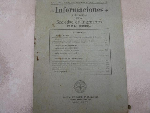 Mercurio Peruano: Boletin Ingenieria 9,10 1915 L25 Ig8rn