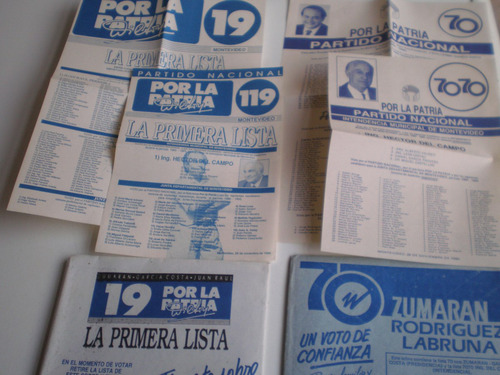 Elecciones 1989 Partido Nacional Listas 19 70 Zumarán C/u