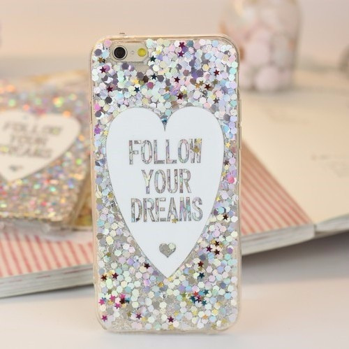 Funda Tpu Follow Your Dreams Brillos iPhone 6 6s Plus