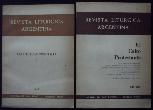 Revista Liturgica Argentina Nº 204 Y Nº 208 209