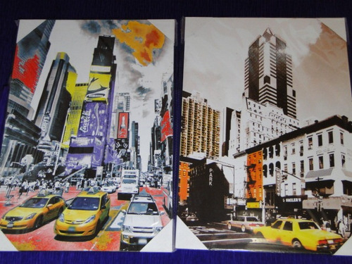 02 Quadros Juntos New York Time Square Taxi Amarelo Esquinas
