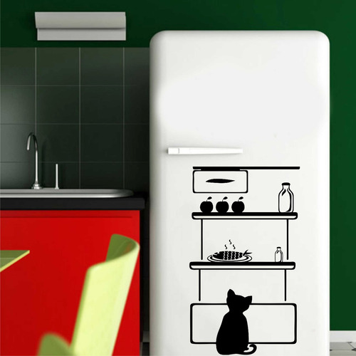 Adesivo Decorativo Parede Cozinha Geladeira Gato Gatinho