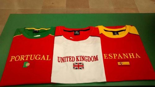 Camisetas De Portugal, Espanha, Reino Unido.bordadas