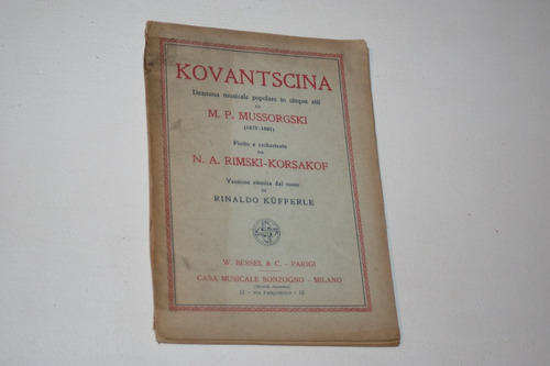 Mp Mussorgski - Kovantscina - Libro En Italiano