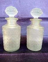 Comprar Antiguo Par De Botellones Perfumeros Cristal Vidrio Tallado