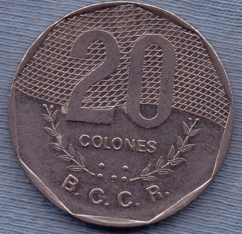 Costa Rica 20 Colones 1994 * Escudo * Enorme *