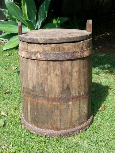 Antiga Barrica Barril De Madeira 1930