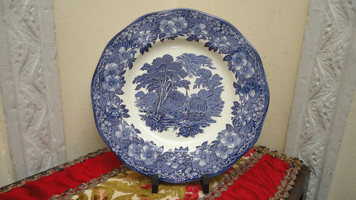 Gran Plato Ingles Wedgwood Todo Decorado Campestre Vealo