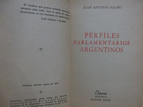 Perfiles Parlamentarios Argentinos - Juan Antonio Solari