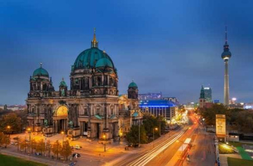 Vista Nocturna De Berlín Alemania - Lámina 45x30 Cm.