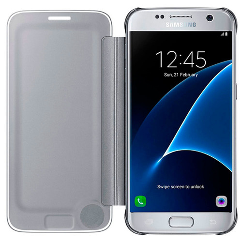 Estuche Forro Samsung S7 Clear View Cover Plata