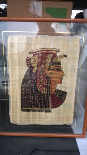 Cuadro Con Marco Papiro Figura Egipcia Mide  50cms De Alto