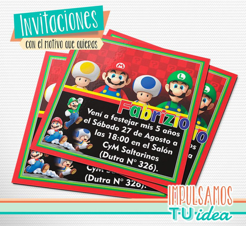 Mario Bros - Invitación Mario Bros Para Imprimir