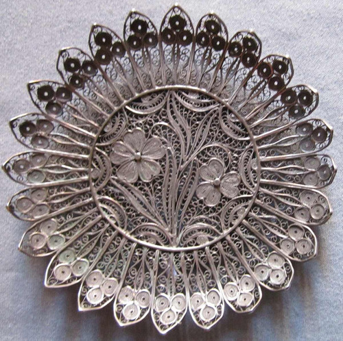 Antiguo Platito Filigrana De Plata Legitima  Art Nouveau