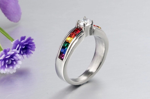 Anillo De Compromiso Acero Inoxidable Orgullo Gay Lgbt 