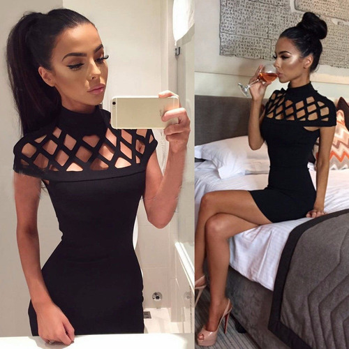 Vestido Corto Mujer Sexy Bodycon Short Sleeve Evening Party