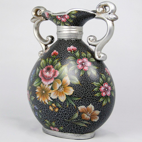 Imagem 2 de 5 de Vaso Florido Estilo Luis Xv Com Alças - Bu156