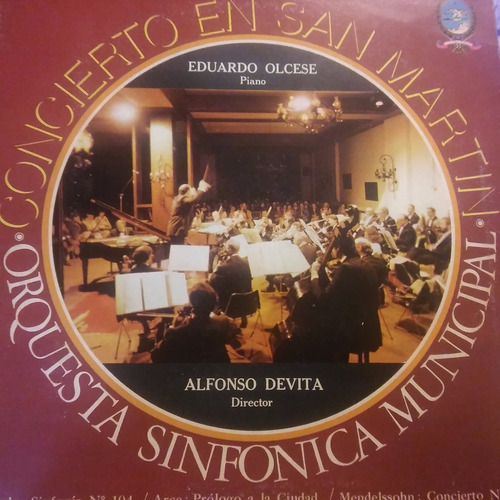 Disco Vinilo Lp Alfonso Devita Orq. Sinfonica Municipal Vivo
