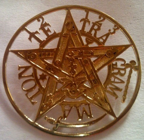 Medalla Tetragrammaton Esoterico Talisman  Oro 18 K 4 Cm