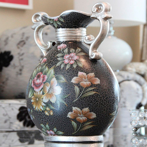 Imagem 4 de 5 de Vaso Florido Estilo Luis Xv Com Alças - Bu156