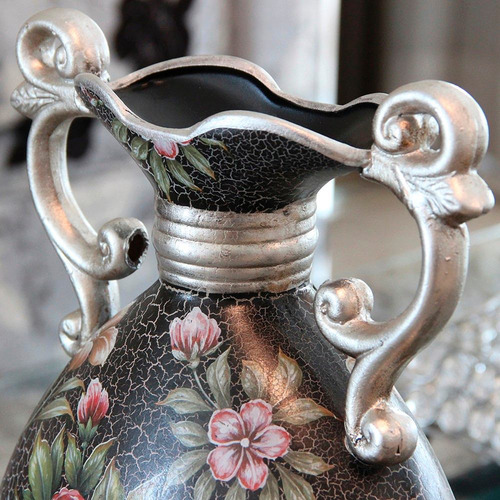 Imagem 5 de 5 de Vaso Florido Estilo Luis Xv Com Alças - Bu156
