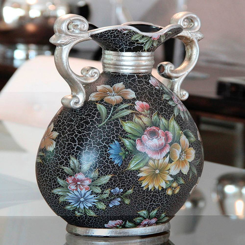 Imagem 3 de 5 de Vaso Florido Estilo Luis Xv Com Alças - Bu156