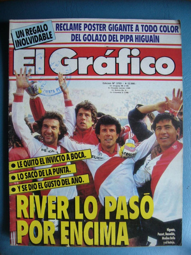 El Gráfico 3703 / 1990 / River 2 Boca 0 / Con Poster