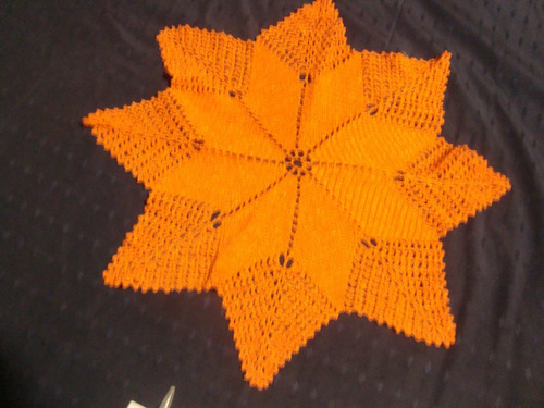 Carpeta Tejida Crochet Hilo Brilloso Color Naranja