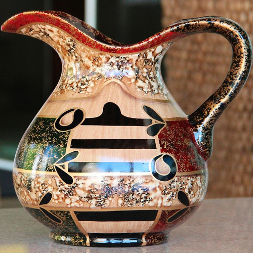 Jarra / Vaso Cerâmica Pintura Estilo Africano Egípcio  Bu153