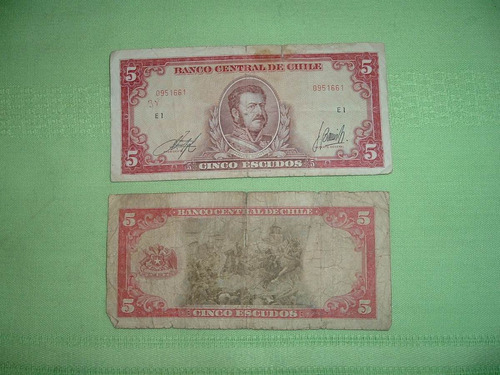 Billetes Banco Central De Chile De Cinco Escudos