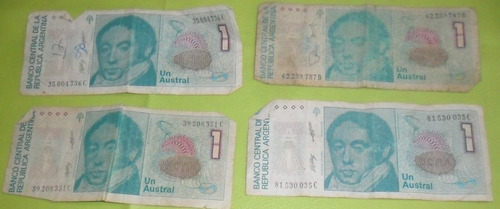 4 Billetes De 1 Austral