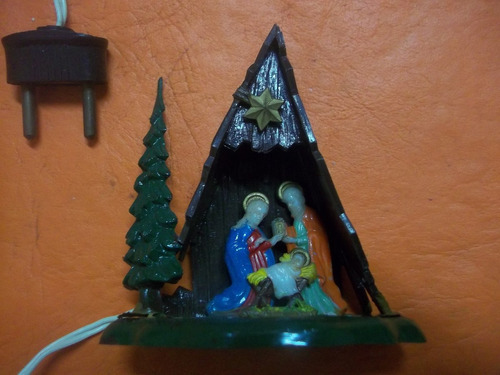 Antiguo Pesebre Miniatura Con Luz Retro Años 70