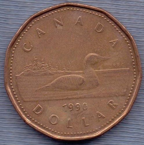 Canada 1 Dollar 1990 * Pajaro Bobo * Elizabeth Ii *
