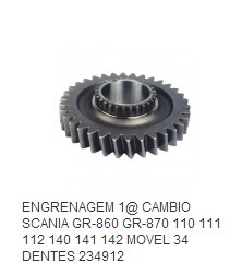 234912 Engrenagem Cambio Scania 1a Velocidade Movel