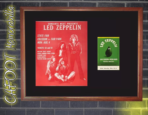 Led Zeppelin Afiche Y Entrada Recitales Año 1969