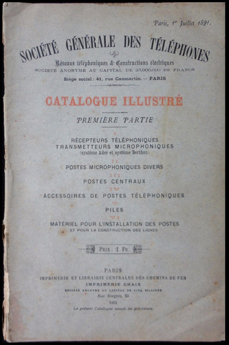 Catálogo Antiguo Teléfonos Société Générale Des Téléph 23101
