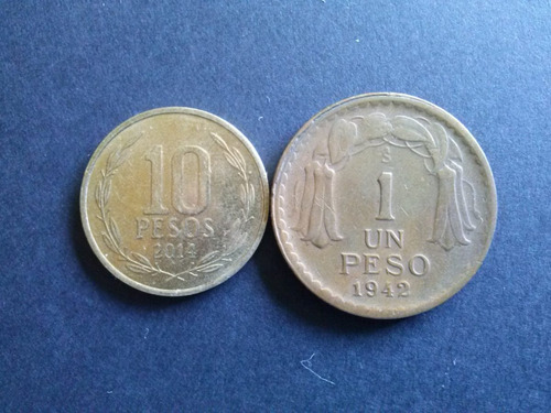 Moneda Chile 1 Peso 1942 Cobre Muy Buen Estado (c12)