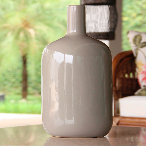 Garrafa / Vaso Em Cerâmica Robusta Brilhante Marrom - Bu089
