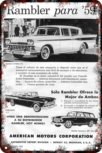 Poster Carteles Antiguos De Chapa 60x40cm Rambler Au-204