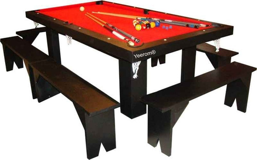 Mesa De Pool 240 Comedor Y Ping Pong + 4 Bancos + Kit Oferta