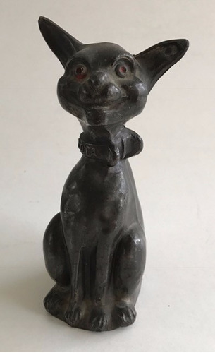 Antiguo Pastillero Gato De Metal Yo Soy Tu Mascota 1930s