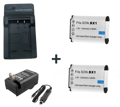 2 Baterias Np-bx1 + 1 Carregador Para Sony Fdr-x1000 X1000v