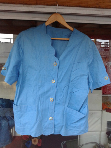 Saco De Gabardina Color Turquesa