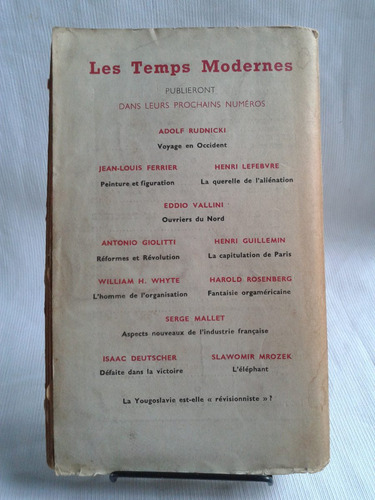 Imagen 2 de 4 de Les Temps Modernes Nº 149 1958 14º Anne J. P. Sartre Frances