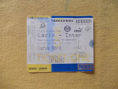 626- Entrada Lazio/ Inter Supercopa Italia 2000/ 2001