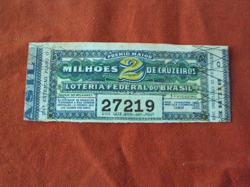 Belo E Raro Bilhete Da Loteria Federal De 23 Outubro De 1948