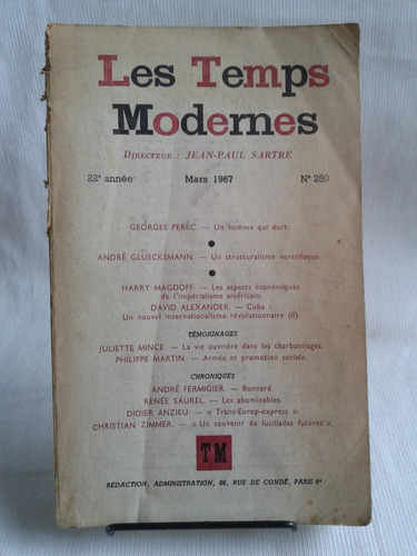 Les Temps Modernes Nº 250 1967 22º Anne J. P. Sartre Frances