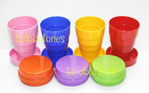 50 Vasos Plegables Telescopicos Grandes -sin Calco 10cm Alto