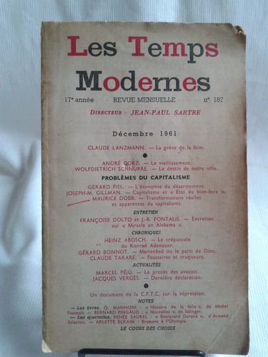 Les Temps Modernes Nº 187 1961 17º Anne J. P. Sartre Frances