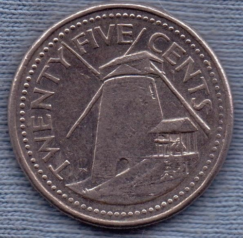 Barbados 25 Cents 2004 * Molino De Azucar *